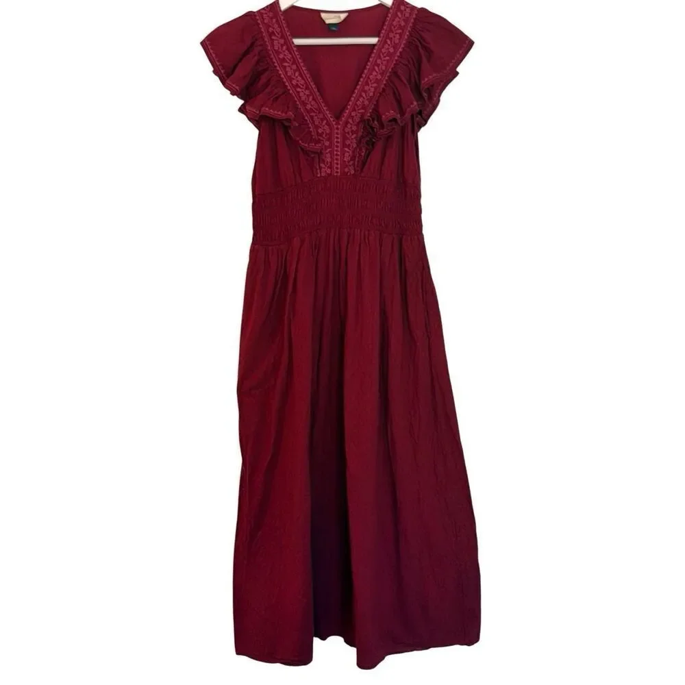 Universal Thread pink smocked ruffled midi dress size M - Picture 2 of 12